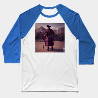Scottish Highlander in Clan Tartan Baseball T-Shirt